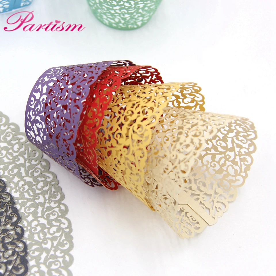 50 шт. маленькая лоза кружевная лазерная резка обертка для кексов форма
