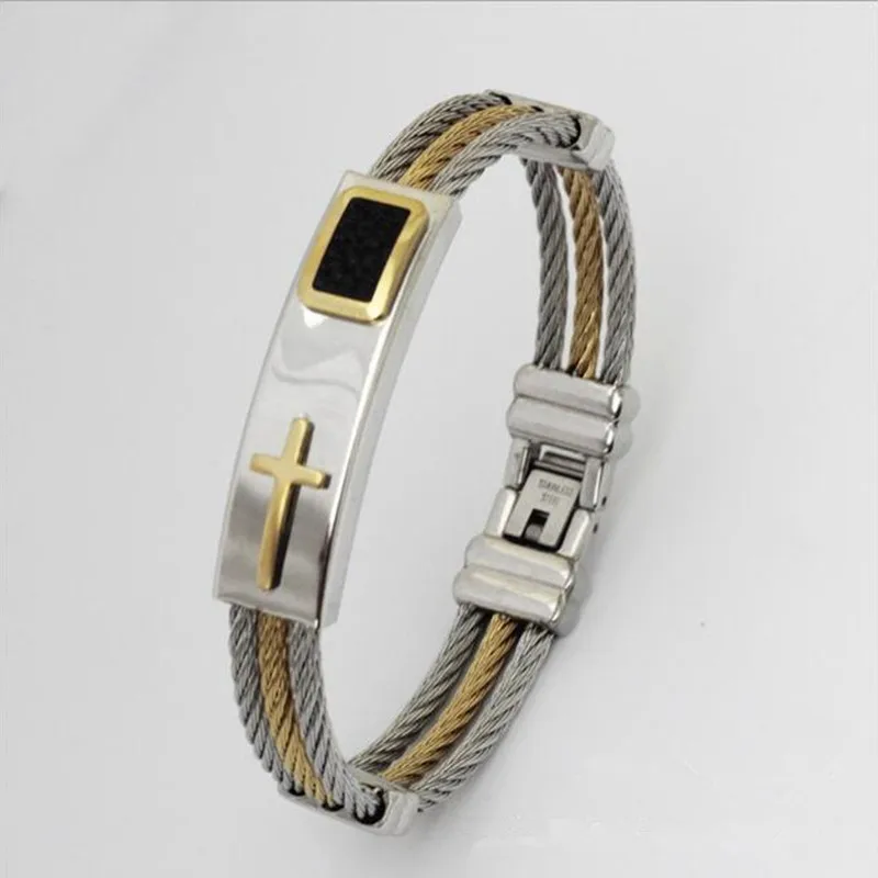 Мужской браслет 3 ряда Проволочная цепь из нержавеющей стали мужские