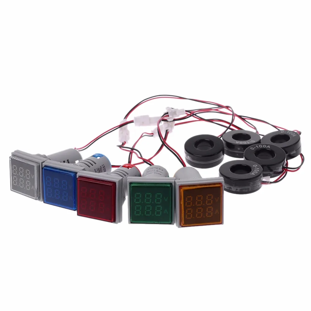Square LED Digital Dual Display Voltmeter &amp Ammeter Voltage Gauge Current Meter AC 60-500V 0-100A | Инструменты