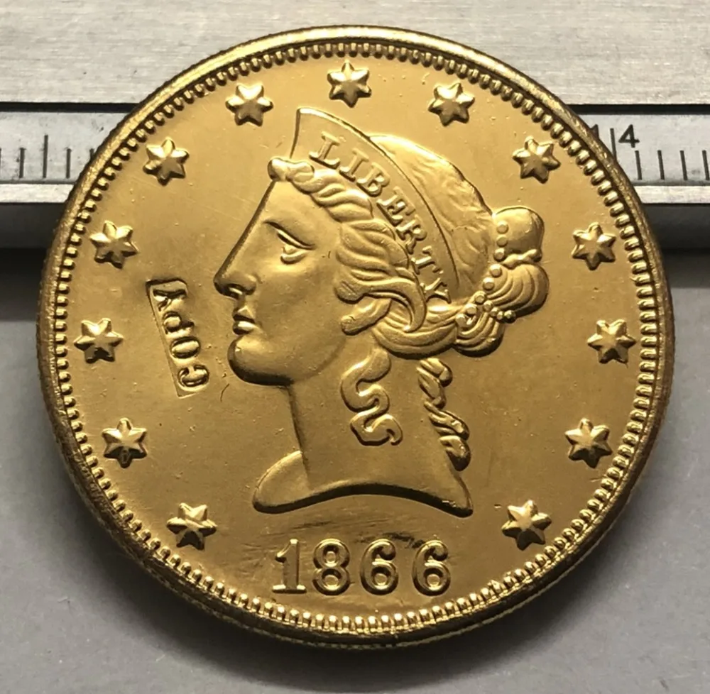 1866 США Liberty Head (девиз на обратной стороне) $10 Золотая копия монеты (Выберите любой