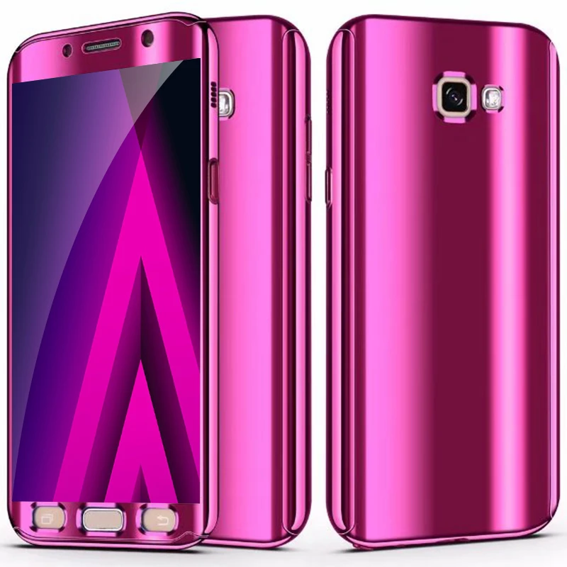 Зеркальный 360 чехол для телефона Samsung Galaxy A7 2017 A720 роскошный блестящий