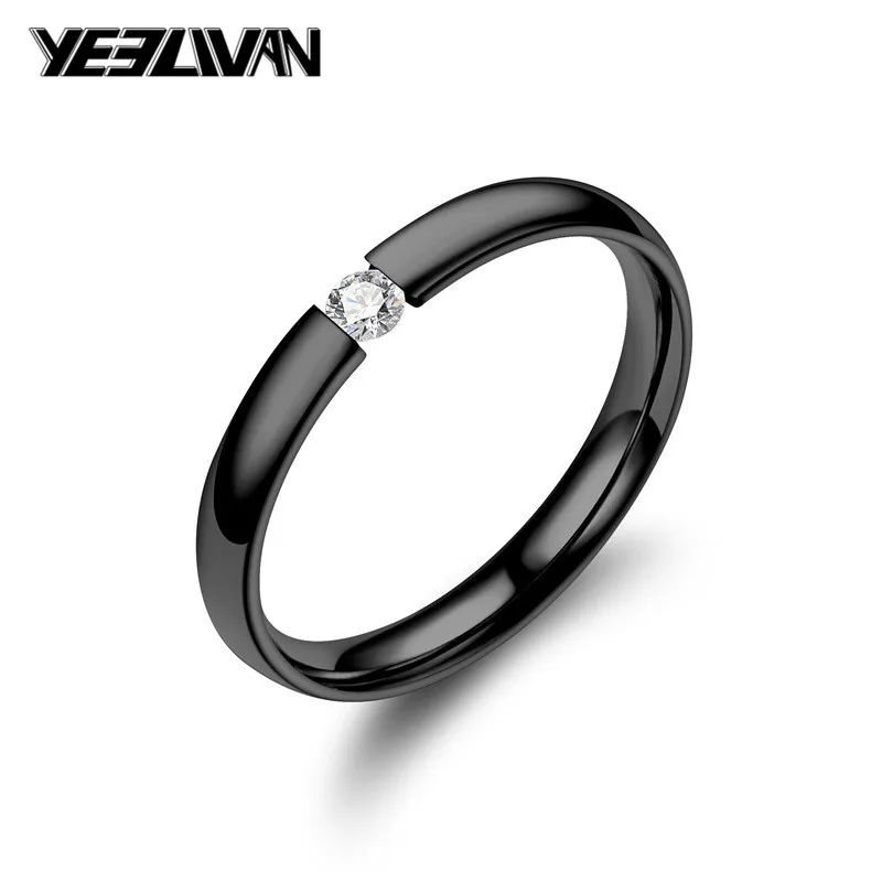 Женские свадебные кольца с кристаллами 3 мм 4 вида из нержавеющей стали|Кольца для