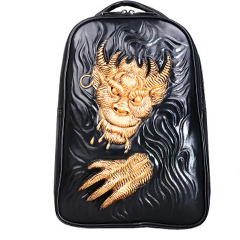 Мужской водонепроницаемый рюкзак с 3d тиснением принтом в виде дракона|backpack punk|men
