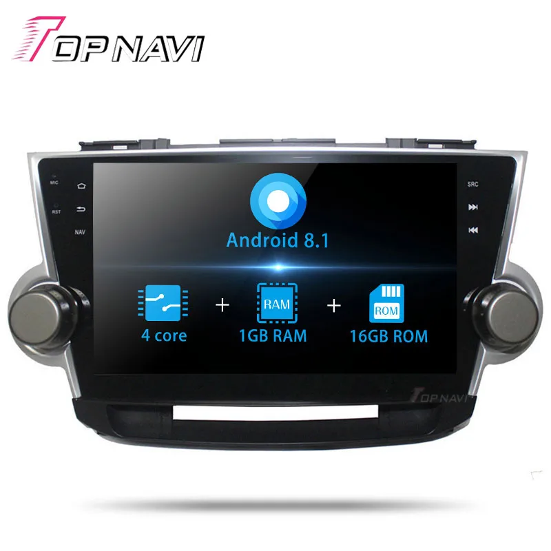 8.1 1G-16G 4 Core 1 din Авторадио 10,1 дюймов Android 8,1 для Toyota Highlander 2008 2009 2010 2011 2012 2013 Автомобильный gps мультимедийный стерео без DVD - Цвет: 8.1 1G-16G 4 Core