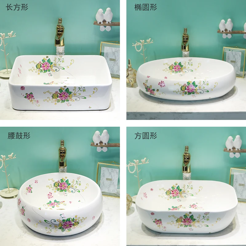 Rectangular Ceramic Household Basin Toilet European-style Jingdezhen Art ceramic Wash basin bathroom sink | Обустройство дома