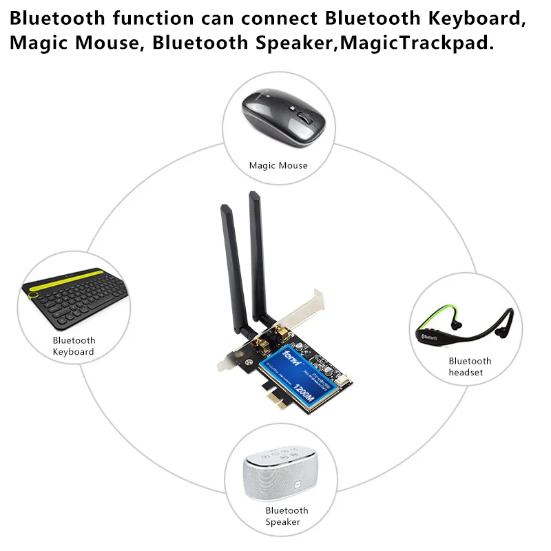 Настольный двухдиапазонный 1200 Мбит/с Bluetooth 4,0 PCI-E беспроводной WiFi адаптер 802.11ac Broadcom Wifi карта WLAN для MAC Hackintosh Windows