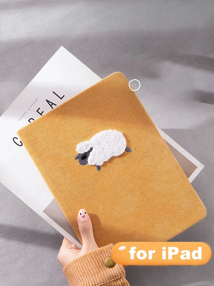 Желтый тонкий чехол с вышивкой овечки для iPad mini 5 умный мягкий силиконовый из ТПУ