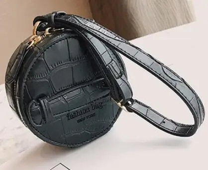 Черный Каменный узор PU кожаный женский кошелек для монет Мода Круглая Форма Женский кошелек для мелочей маленький держатель карточек сумка милый кошелек для монет - Цвет: Черный