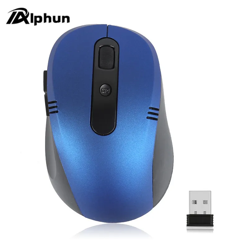 Alphun 2,4 г Беспроводной Мышь компьютерных игр Мышь Mute Мышь мини 6 кнопок 1200 Точек на дюйм Мыши приемник USB 2,0 для настольных ПК мышь беспроводная мышь беспроводная - Цвет: blue