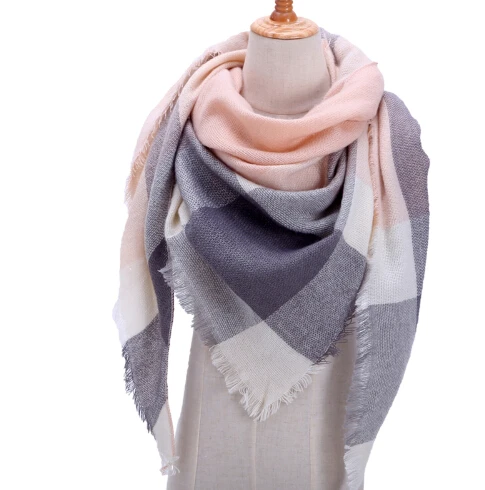 2019 вязаный шарф на весну и зиму Женский клетчатый теплый кашемировый шали