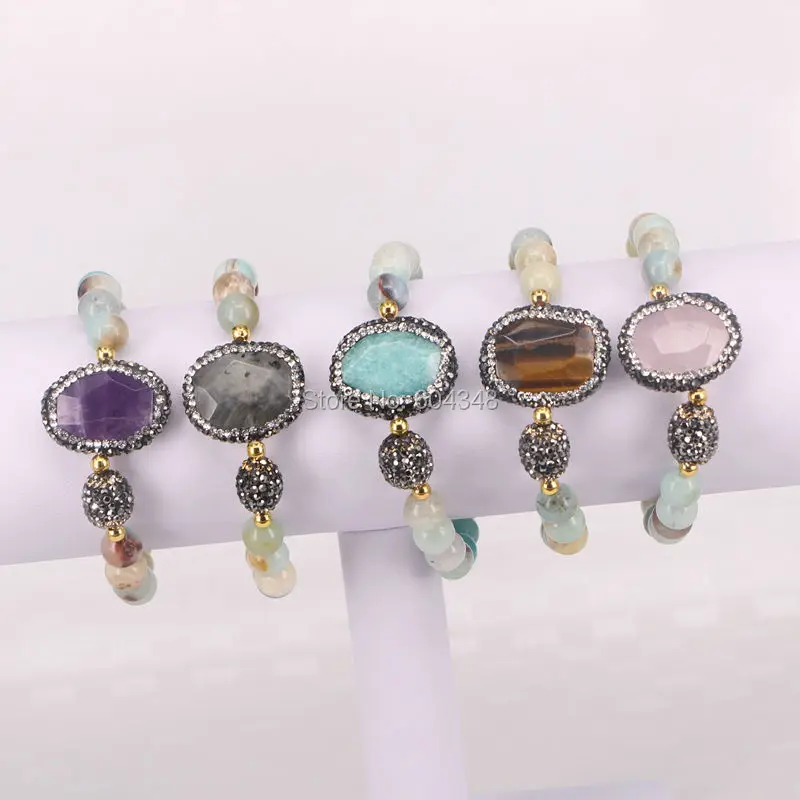 5 нитей паве кристалл ассорти натуральный камень соединительные браслеты амазон
