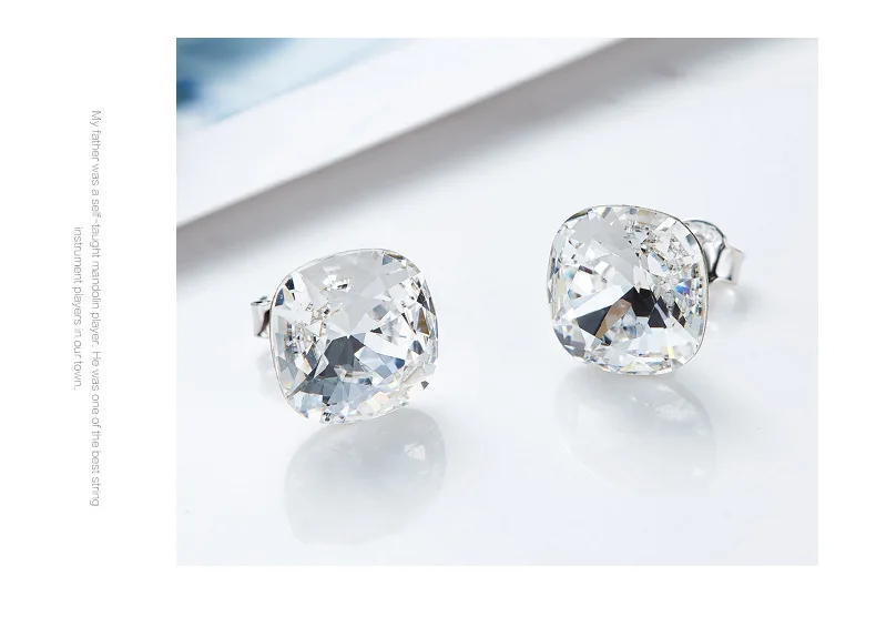 Baffin простые трендовые квадратные серьги-гвоздики с кристаллами от Swarovski 925 Серебряный пирсинг для женщин вечерние свадебные Стразы ювелирные изделия