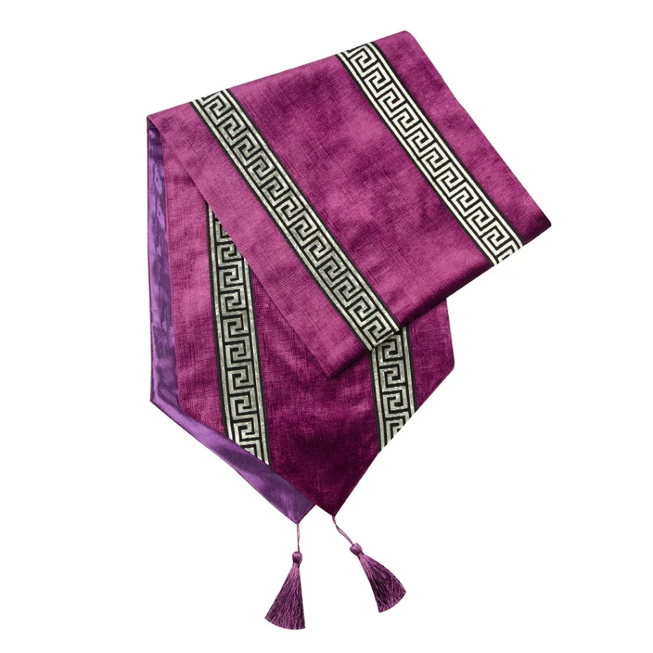 Purple-A Topfinel дорожки для стола, Современная полоска, кровать, дорожка для свадьбы, Геометрическая Роскошная ткань с кисточками, украшение для столовой, вечерние, для дома - Цвет: Purple-A