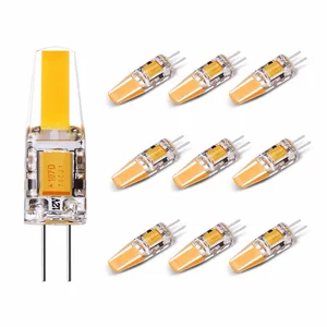 Светодиодная лампа G4, 2 Вт (эквивалент 25 Вт галогенной лампы G4), 2700K 210LM теплый белый, двухконтактный COB DC 12 В ландшафсветильник, 10X
