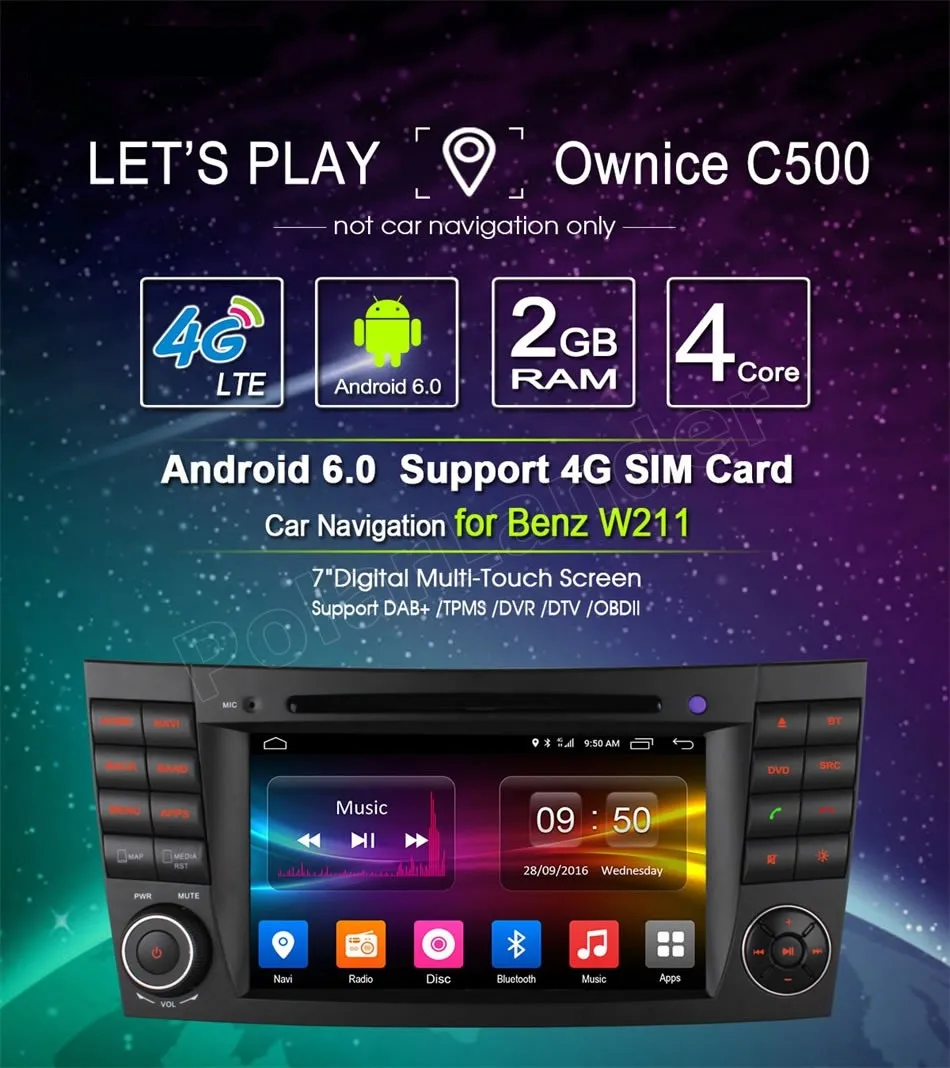 Для B-ENZ E-Cla/ss W211 E300 CLK W209 CLS W219 G-Class W463 Android 6 0 четырехъядерный автомобильный dvd-плеер 7