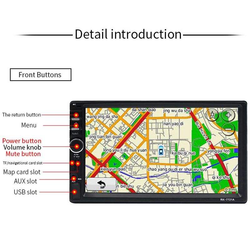 Автомобильный емкостной экран 7 дюймов Bluetooth двойной шпиндель машина MP5 плеер gps