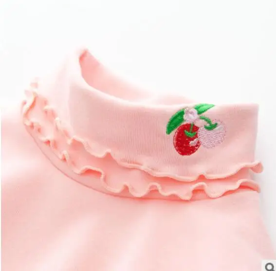 Cherry pink Детская Весенняя хлопковая водолазка с длинными рукавами для маленьких девочек, футболка для девочек, базовая футболка, топы для детей 1, 2, 3, 4, 5, 6 лет, Новинка - Цвет: Cherry pink