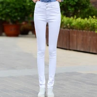 new 2019 black blue white high waist jeans for woman korean style womens skinny trouser jean women stretch jean slim femme