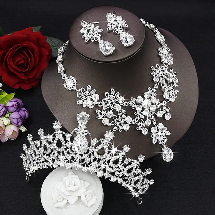 Cristal Conjunto De Joias de Noiva Gota Lagrima Strass Luxuoso decoracao Bib Colar casamento Tiara|colar casamento|conjunto joiasjoias noiva |