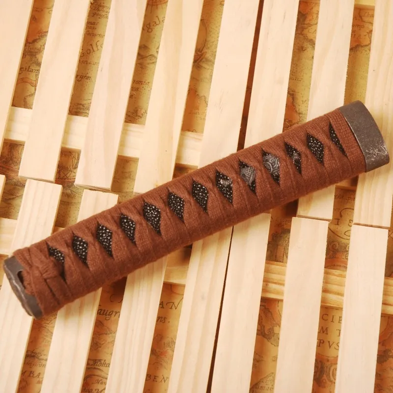 Изящная и классическая ручка Tsuka для японского меча Wakizashi коричневый шелк Ito