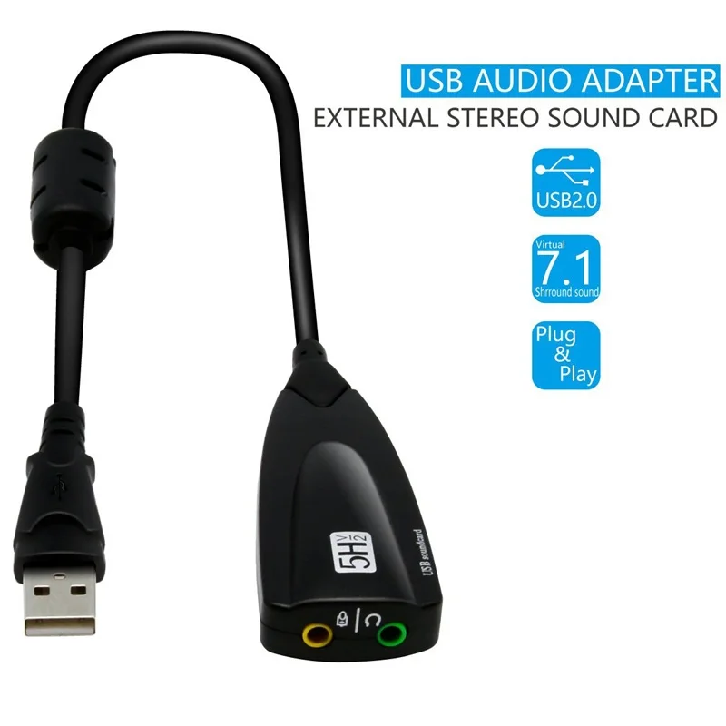 Внешний 7,1 стерео анти-помехи удлинитель USB звуковая карта Микрофон Аудио разъем 3,5 мм адаптер для ПК ноутбук бесплатный привод