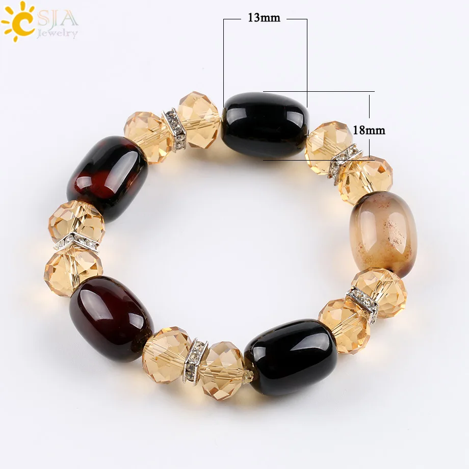 Женский и мужской браслет CSJA винтажный из натурального оникса с розаинами