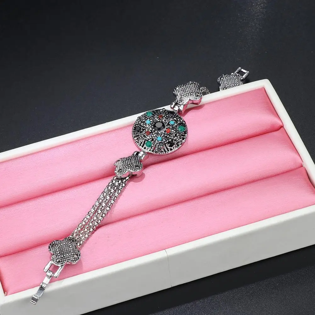 Sangdo Для женщин ретро этно Стиль Rhinestone стильный браслет ручной цепи