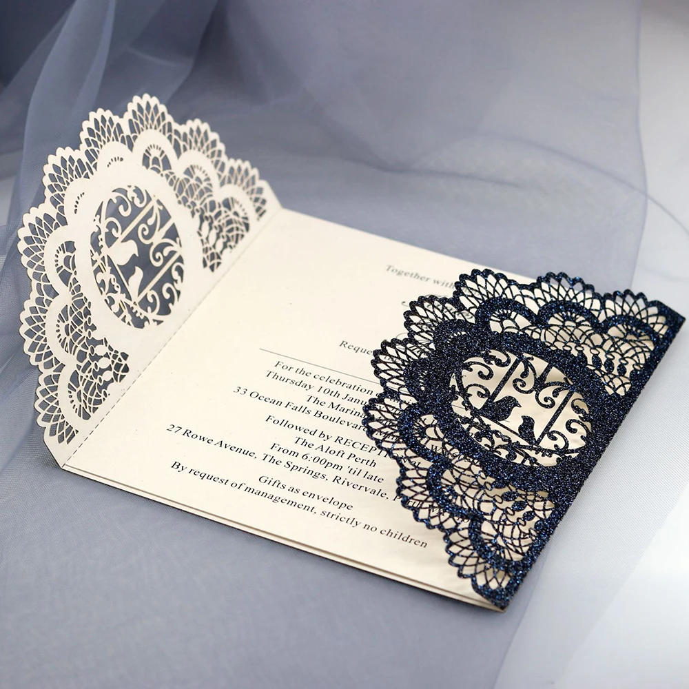 10 шт. лазерная резка приглашения в виде бабочки комплекты открыток лента с бантом