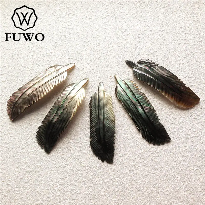 FUWO ручная резьба перо ракушка подвеска натуральная перламутровая
