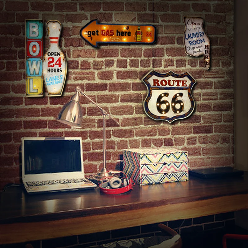 Ретро светодиодный металлический знак Настенная декоративная живопись миска в