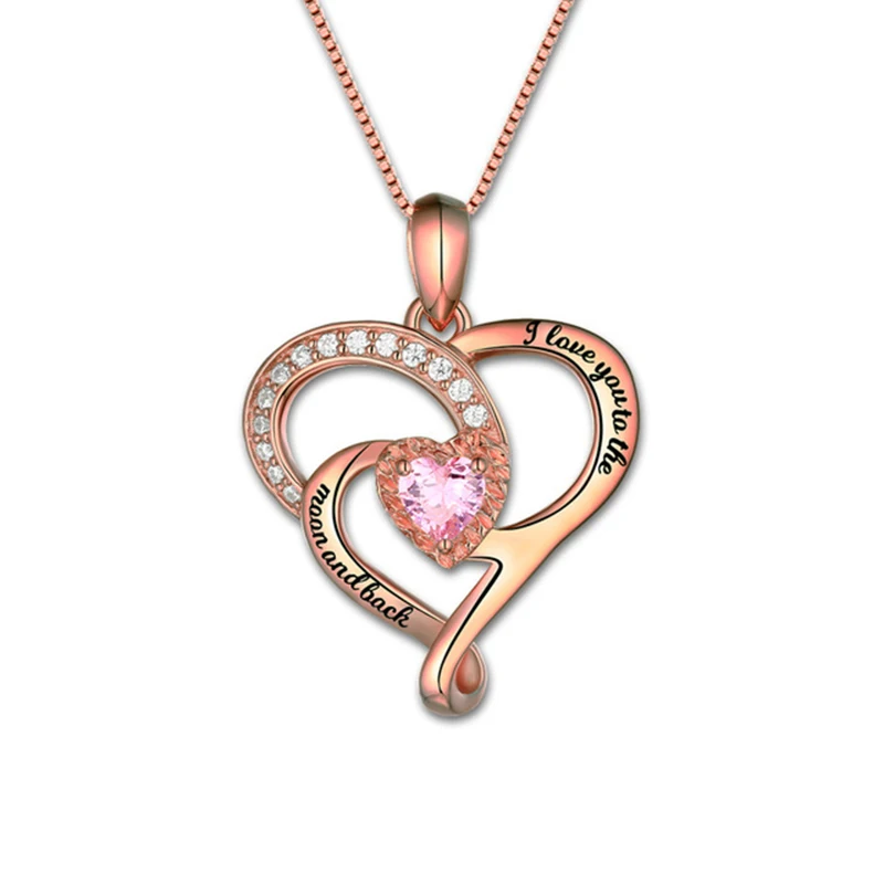 Изготовленные на заказ каменные ожерелья розовое золото кулон в виде сердца с