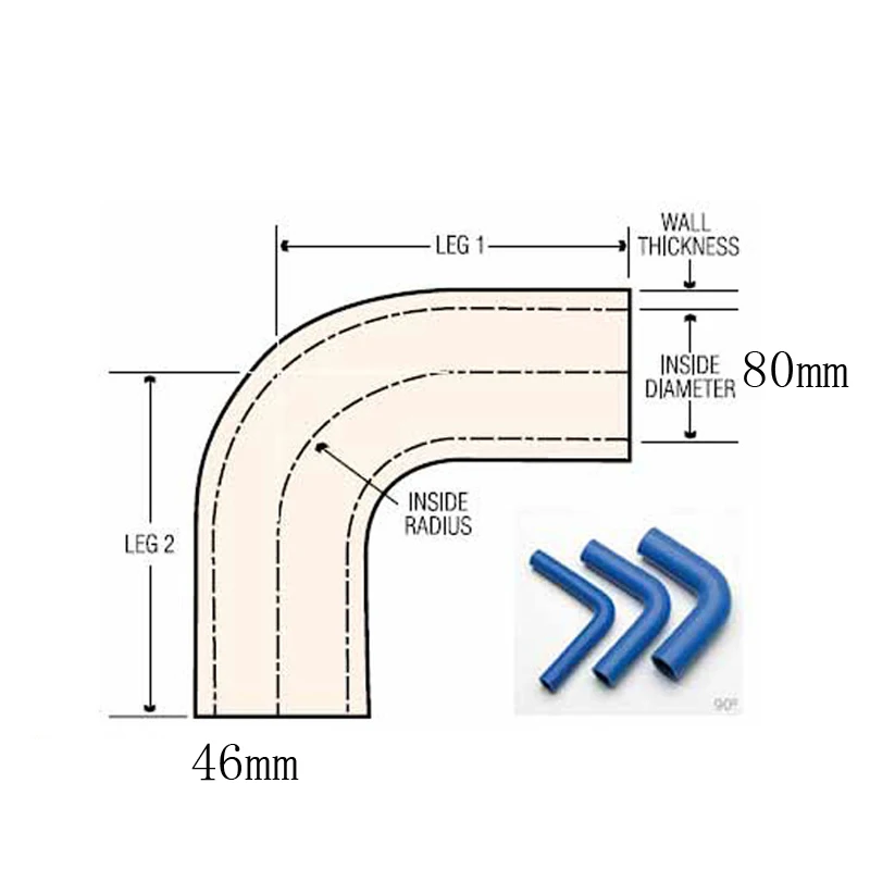 

custom hose !46mm/80mm Silicone Joiner 90 Degree Bend Reducer Elbow Hose Pipe