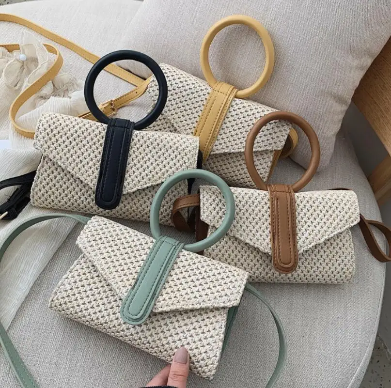 Новый плетеный из полиуретана маленькая квадратная сумка женская иностранная