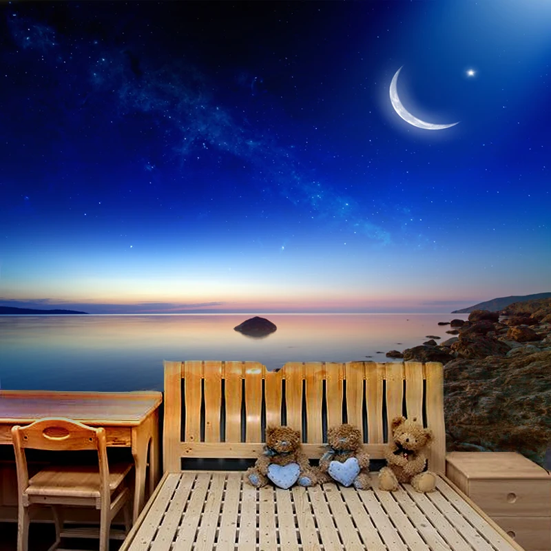 

Custom 3D photo wallpaper modern minimalist living room bedroom wallpaper quiet night quiet lake view wallpaper mural