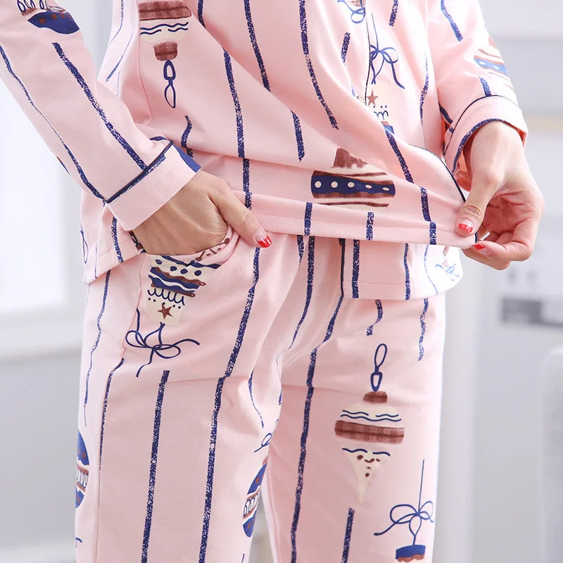 High Quality Women Pajamas Set Cotton Pyjama Femme Hiver Ladies Pijama Cute Sleepwear Girl Long Sleeved mujer