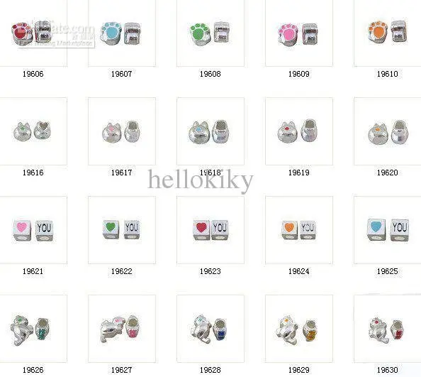 

90pcs mixed style enamel spacer bead charm w/big hole M19638