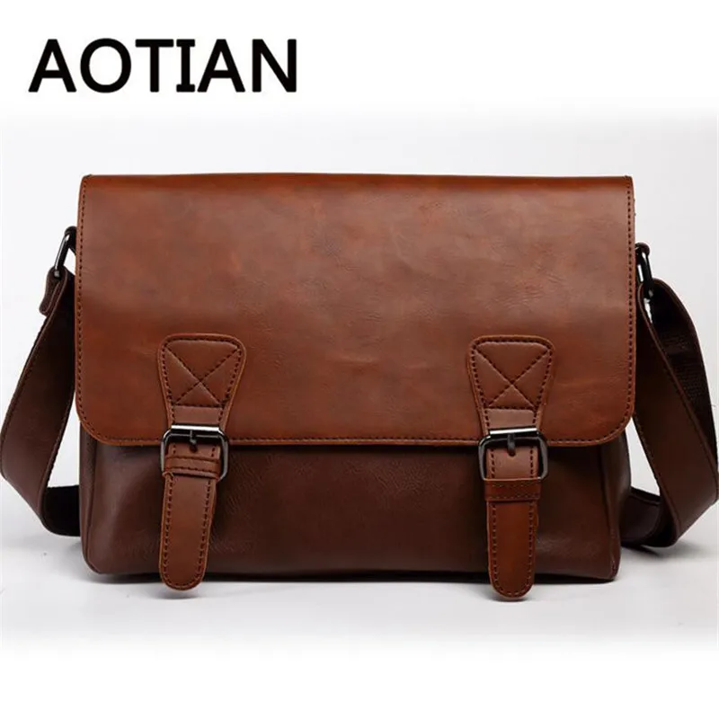

High Quality Men Vintage Messenger Bags Popular Crossbody Bags For Men Student Shopping Travel PU Leather Shoulder Bags