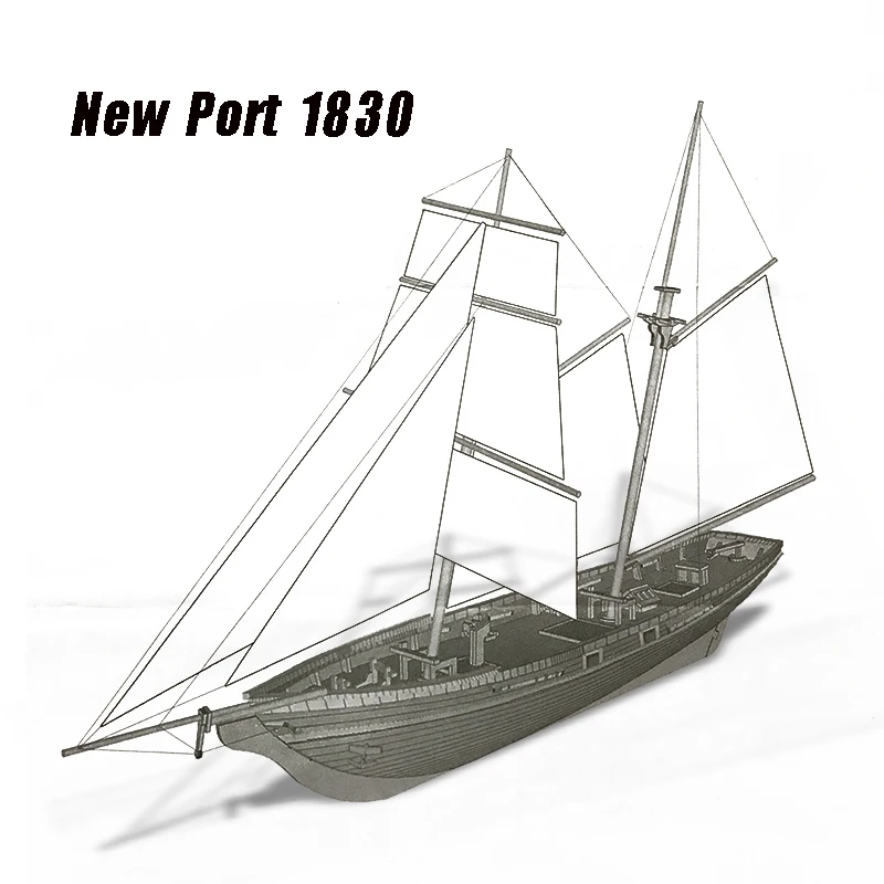 

1830 New Port Wooden Assembled Western Classic Sailing Ship 1/70 Baltimore Schooner Assembly Ship Model Toys
