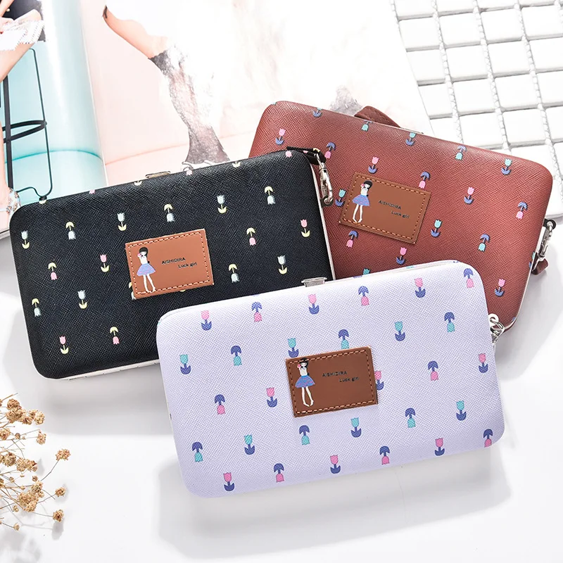 PHAMOZ роскошные длинные деньги кожаный телефон большой аниме девушки клатч для