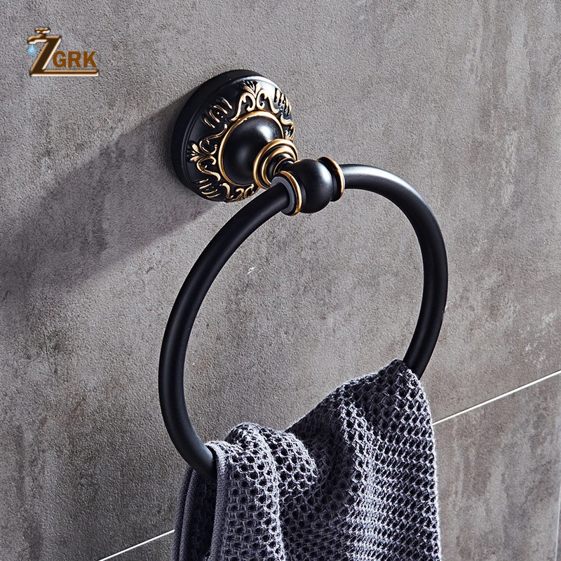 zgrk paper holders euro style bathroom accessory space aluminum black spray paint bath hardware set bathroom fitting towel ring free global shipping
