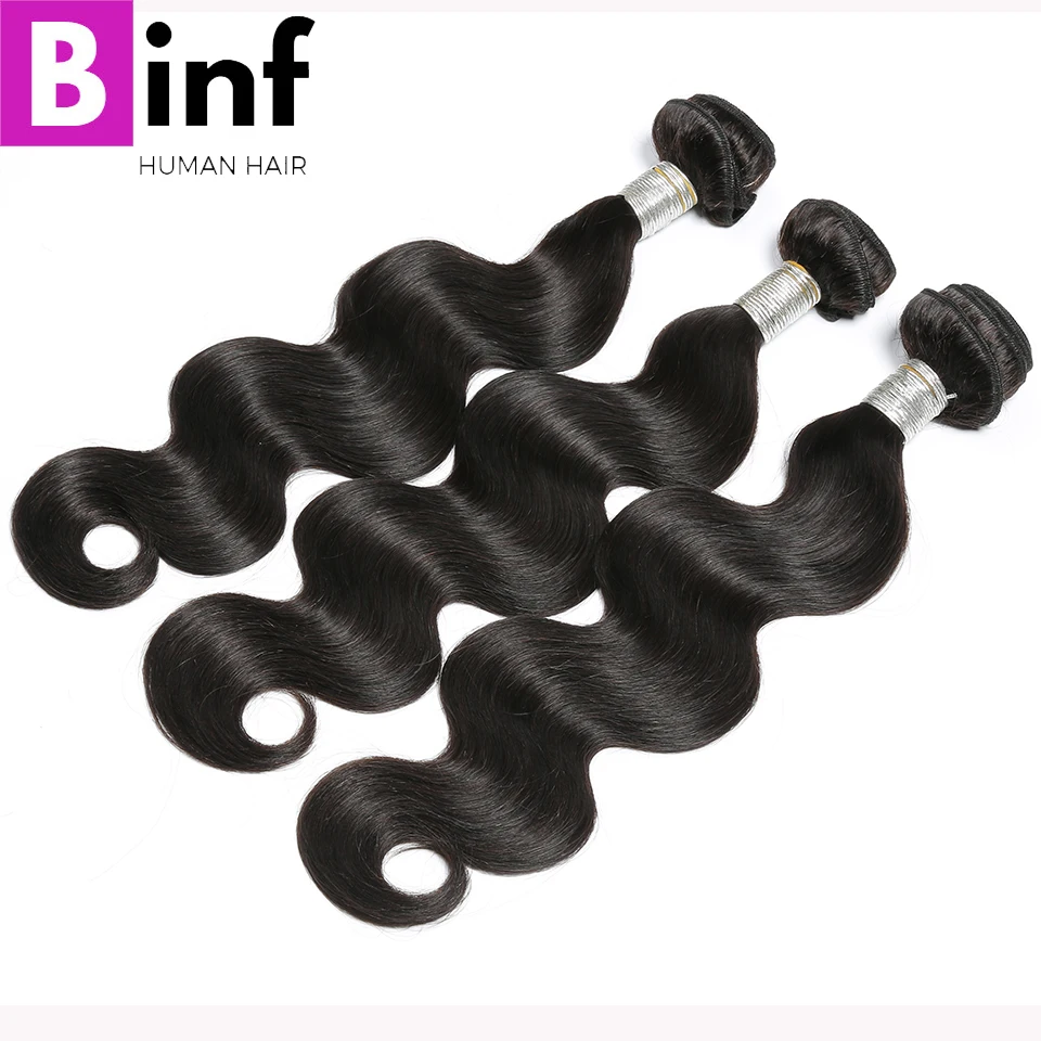 BINF волосы индийские не Волосы remy объемная волна натуральный черный Цвет 100%