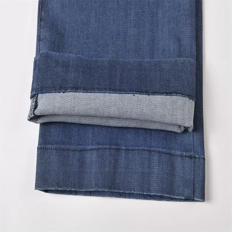 Джинсы женские прямые с высокой талией на осень 2017 синие 28-35 размера плюс |