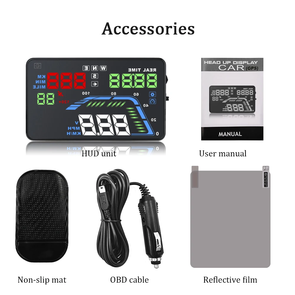 Car Head Up Display 5.5 Inch Multi Color Auto HUD GPS Speedometers Overspeed Warning Dashboard Windshield Projector | Автомобили и