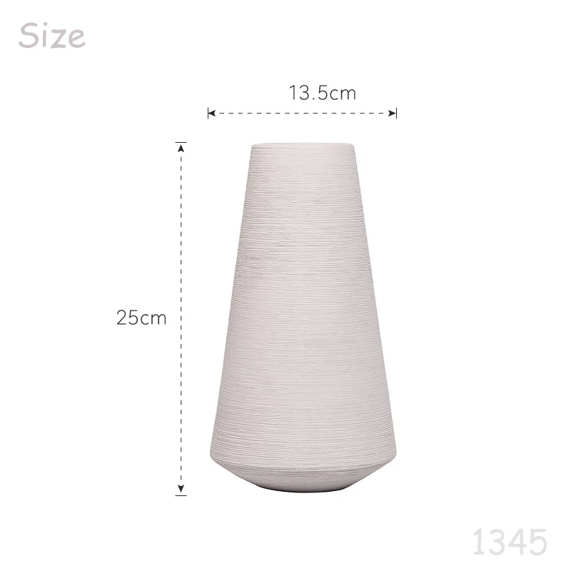 25 x 13.5cm Матовая ребристая керамическая ваза для цветов, декоративная фарфоровая Цветочная ваза, столешница для украшения дома, гостиной и офиса - Цвет: 25 x 13.5cm
