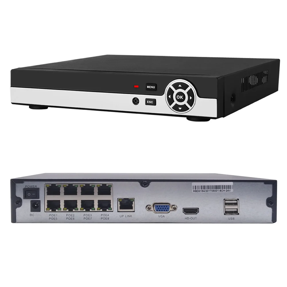 IP-камера с микрофоном и функцией ночного видения 8 каналов POE 1080P 2 МП |
