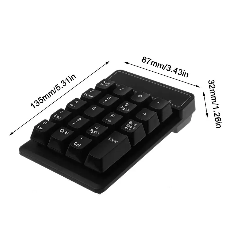 Миниатюрная беспроводная цифровая клавиатура 2 4 ГГц с USB 19 клавиш цифровой