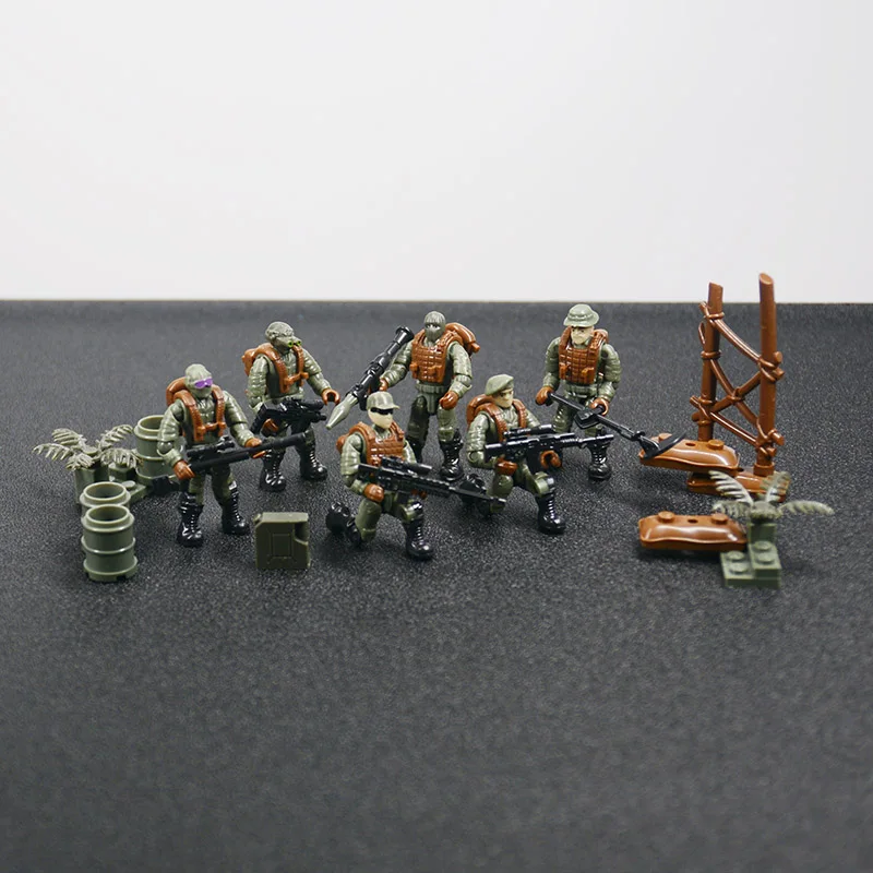 Зеленый WW2 военное оружие строительные блоки кирпичная серия спецназ MOC модель DIY игрушка для детей - Цвет: Зеленый