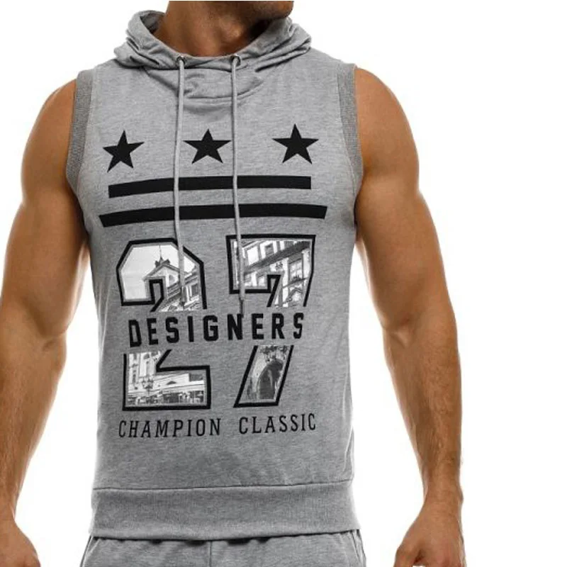 Мужской спортивный костюм Zogaa облегающий в стиле хип хоп без рукавов с капюшоном