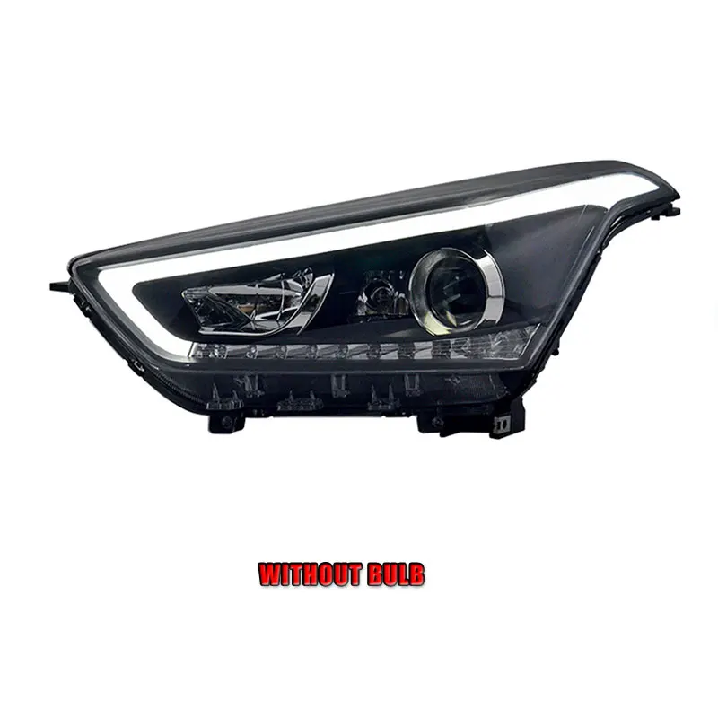 Without bulb 2 шт. светодиодный фары для hyundai ix25 Автомобильный светодиодный фонарь двойной ксеноновый Объектив Автомобильные аксессуары дневные ходовые огни противотуманные фары - Цвет: Without bulb