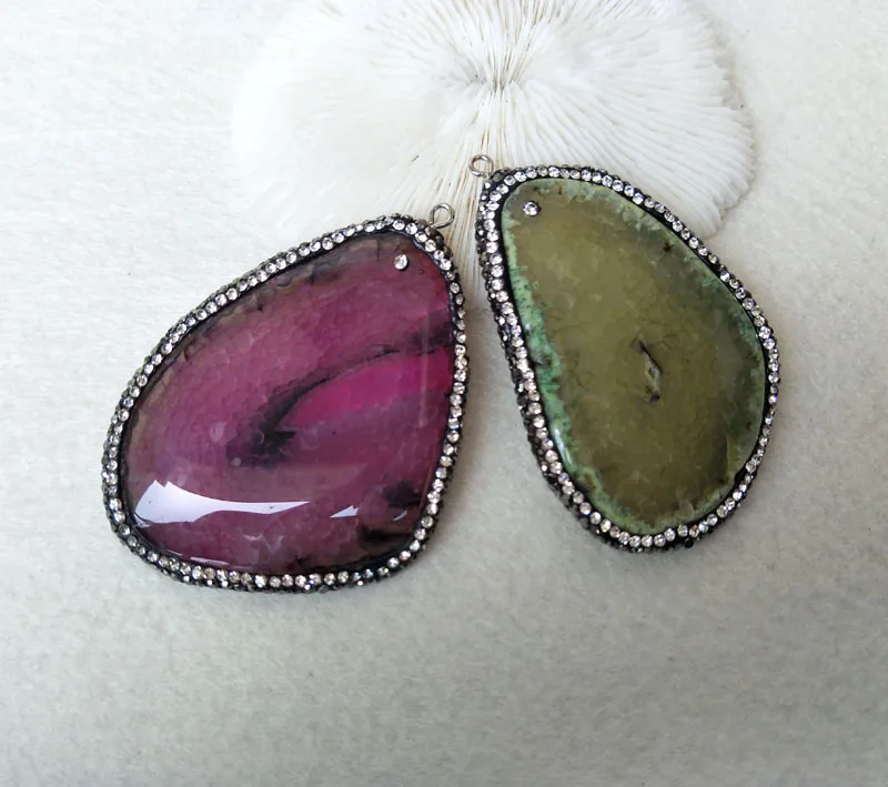 5 шт. Натуральный Druzy agat e камень кварц ломтик кулон ювелирные изделия Шарм